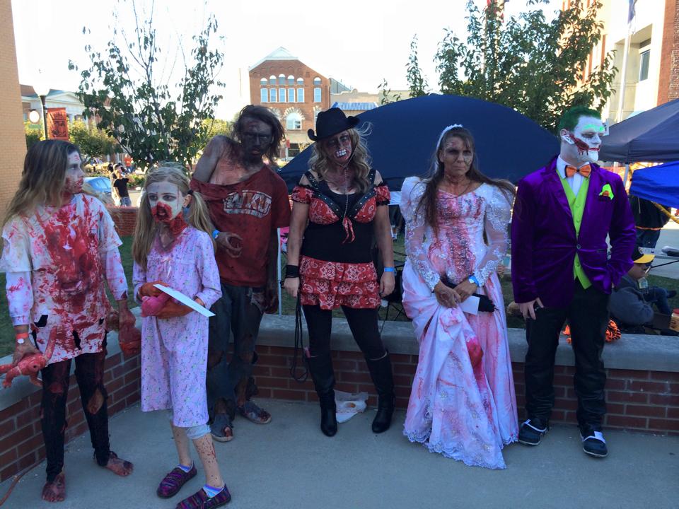 People dressed as zombies in downtown Somerset