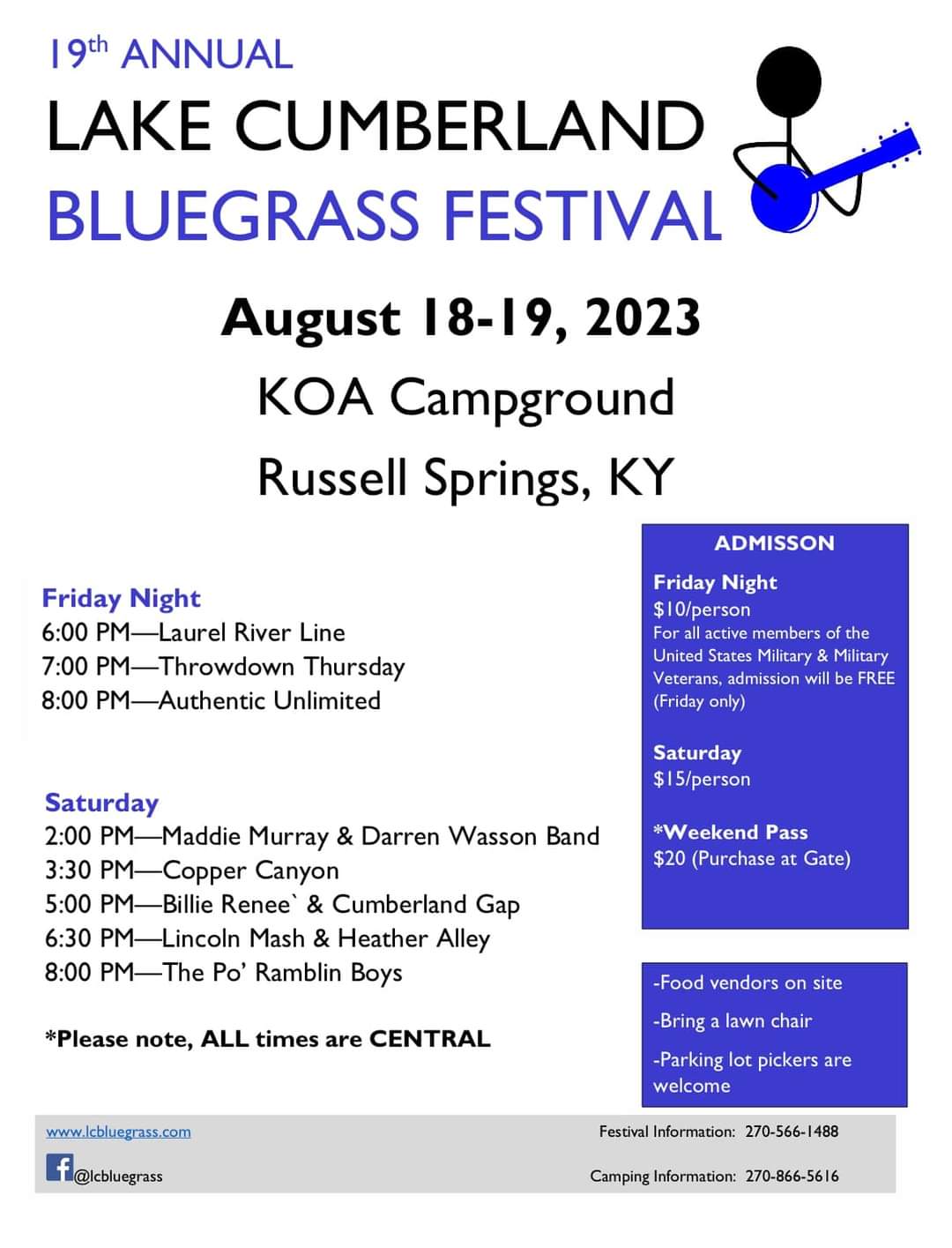 19th Annual Lake Cumberland Bluegrass Festival 2023 Lake Cumberland