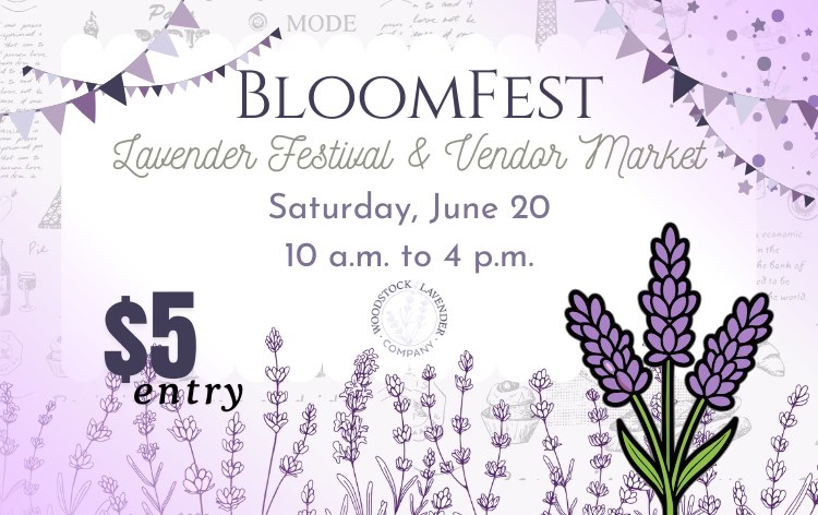 Flyer promoting Bloomfest on June 20 10 to 4 at Woodstock